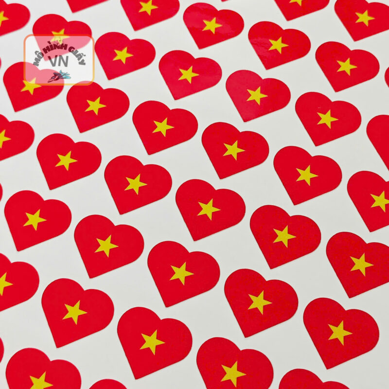 Combo 56 Miếng Dán Sticker Cờ Việt Nam Hình Trái Tim - Sticker Cờ Việt Nam